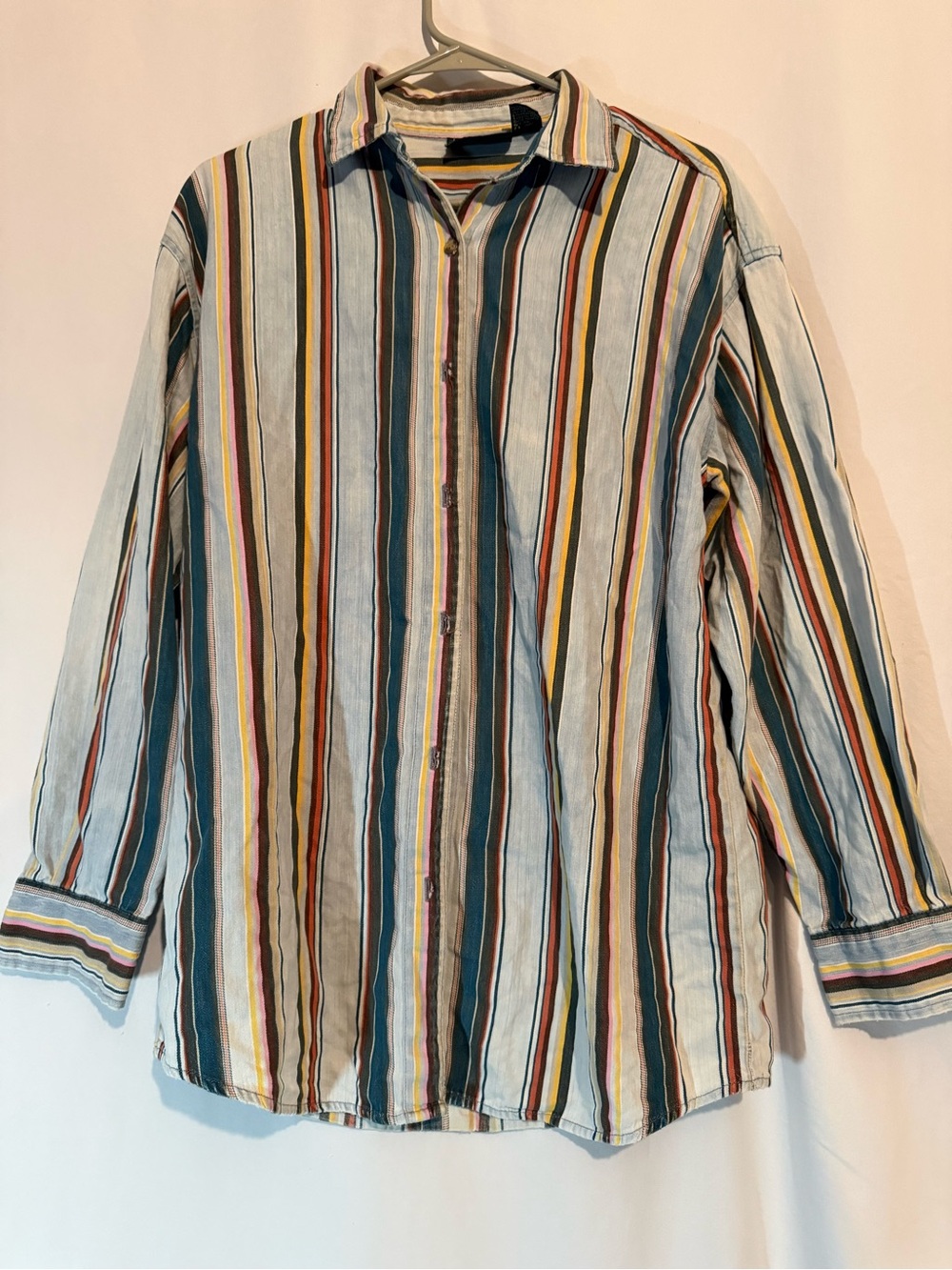 American Eagle Women’s Medium Striped Button Down Shirt Multicolor 100% Cotton